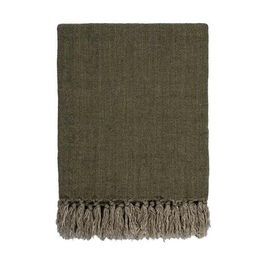 Baya Millhouse 100% Linen Throw - Winter Moss 130x170cm
